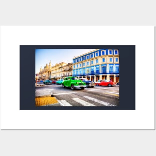 Havana Taxis At The Junction In Cuba Posters and Art